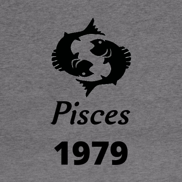 Black Zodiac Birthday Pisces 1979 by Down Home Tees